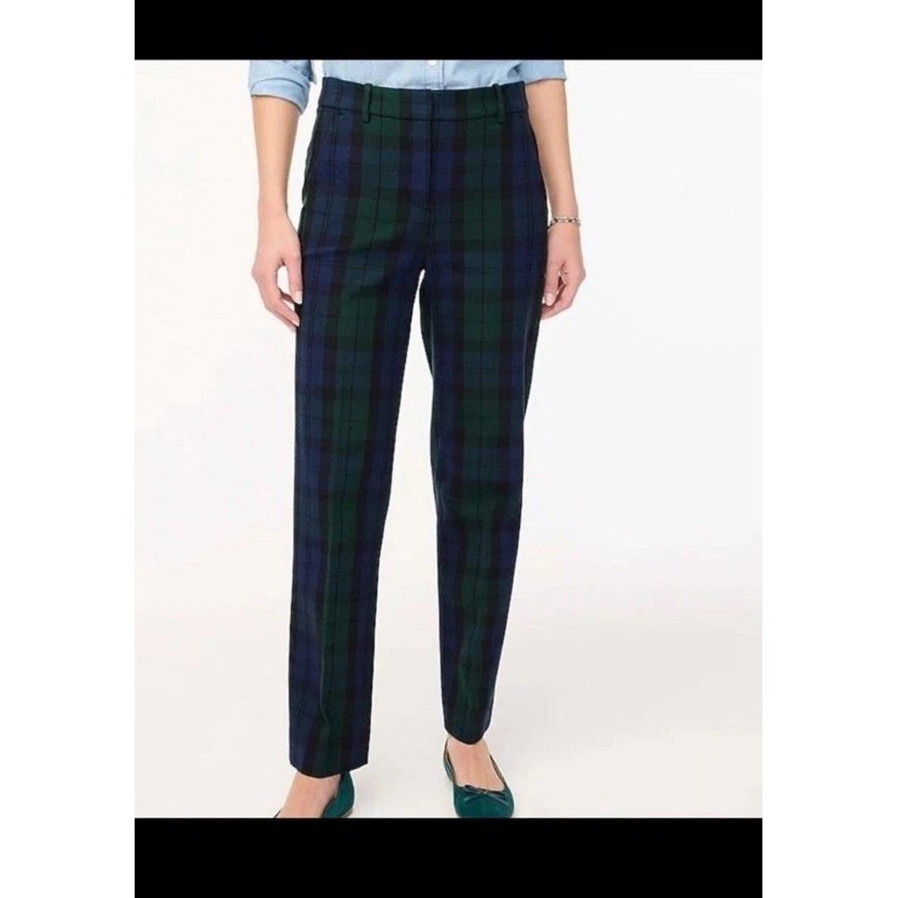 J Crew Women's Cameron Plaid Pants Size 2 Green And Blue Preppy Style